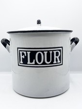 Vintage White Enamel Flour