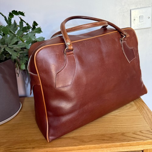 Vintage brown leather holdall - leather,