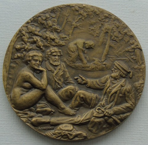 Large light bronze art - light, medal