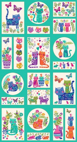 Katies cats panel makower - katies,