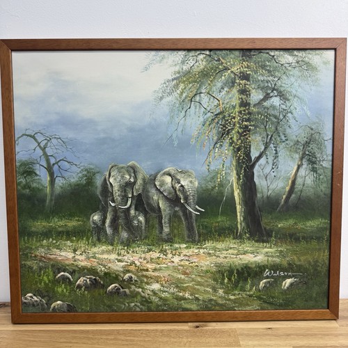 Oil painting elephant - painting,