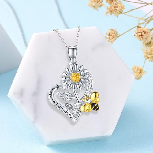 Sunflower and bee - bee, pendant