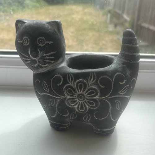 Black ceramic cat shaped - ceramic,