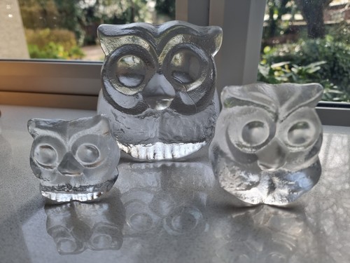 Solid crystal glass - owls, 3
