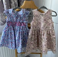 SLEEVELESS DRESSES - NEXT Pink/Cream Lace, MATALAN Blue/Pink Floral Smock 9-12m