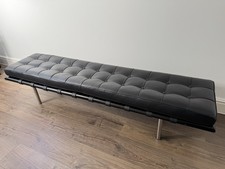 Black Leather Bench with Stainless Steel Legs
