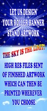 BESPOKE ARTWORK DESIGN FOR ROLLER BANNER STAND 850MM OR 800MM X 2000MM