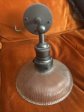 Industville Brooklyn Glass Done Wall Lights X2  Pewter Finish