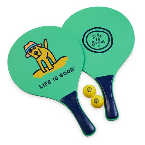 Wooden paddle set green - wooden,