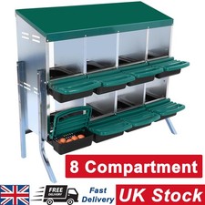 Chicken Nesting Box 8 Compartments Egg Laying Boxes w/Lid & Leg for Chicken Coop