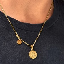 Saint Christopher Catholic Religious Jesus Christ Luck Necklace/Pendant 18k Gold