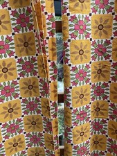 Vintage X2 1950s Printed Cotton Curtain Panels