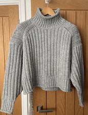 H &M Chunky Rib Cropped Ballon Sleeved Jumper size XL