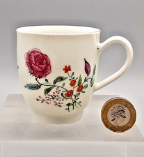 Antique 18th Century English Porcelain Worcester? Flower Painted Coffee Cup 1770