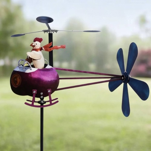 Chicken helicopter wind vane - chicken,