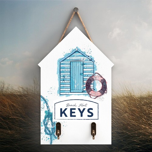 Beach hut keys - hut, watercolour