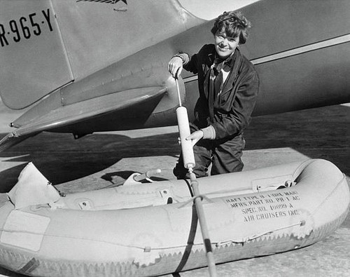 Amelia earhart inflating - inflating, a