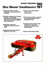 Massey Ferguson MF 165 167 Disc Mower Conditioner Brochure / Leaflet 1988 9151E