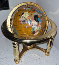 Gemstone Globe Brass Stand