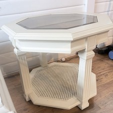 Vintage cream octagonal glass - octagonal,