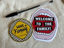 2 x VANS Off The Wall Skateboard Stickers Limited Edition FAMILY Waffle Board
