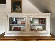 Old Vintage Rustic Pine CUPBOARD, WOODEN Wall CABINET, Painted Kitchen Display