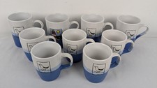 Bundle Of 9x Hand Painted Nautical Themed Seagull Coffee Mugs By Hanah