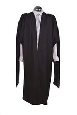 Masters Graduation Gown University Fully Fluted Academic Black Robe MA Adult
