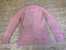 LOVELY SOFT HAND KNITTED WITH WENDY WOOL WOMENS/GIRLS PINK JUMPER 30" CHEST