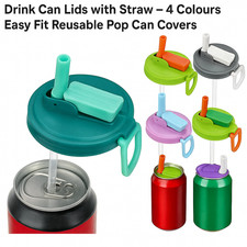 Reusable Can Lids with Flip Straw – Fits Standard 54mm Drink Cans (4 Colours)