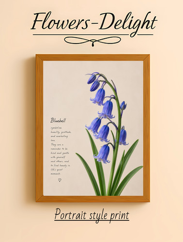 Blue bell quote flower - bell, wall