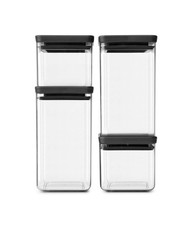 Tasty+ 4pc Stackable Food Canisters Set (Dark Gray) 2x 0.7qt & 2x 1.7qt BPA-F...