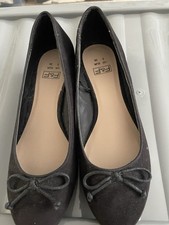 F&F Black Faux Suede Ballet With Heel Size 5 BNWOB