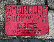Vintage Atlas Fire Sprinkler Heavy Duty Cast Iron Sign 13kg 47cm x 33cm x 2cm