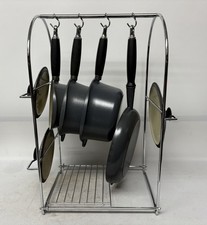 Le Creuset Saucepan Set Frying Pan & Stand Rack Grey Cast Iron 20,18,16 26