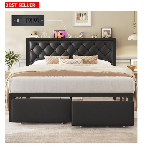 Queen bed frame with - with, 2