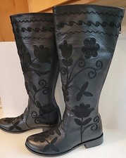 Womens Black Boots Boho Dress