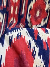 Antique 1910s / 1920s French Cotton Ikat Print Fabric