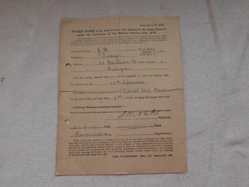 Ww1 notice paper army reserve - ww1,