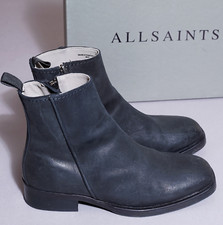 ALL SAINTS Leather Boots UK7 Mens Black Seth Biker Rock Ankle Zip Work US8 EU41