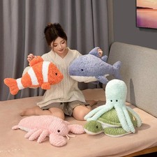 40-50cm Large Marine Animal Plush Soft Toy – Turtle, Lobster, Clownfish, Shark,