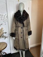 GENUINE SHEEPSKIN SHEARLING Penny Lane Afghan Coat SCOTLAND ANTARTEX Size 8