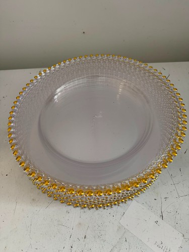 Clear gold beaded charger - beaded,