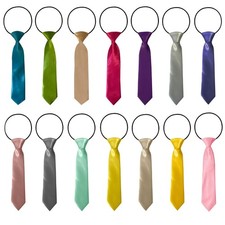Boys Girls Classic Satin Elastic Neck Tie Wedding Prom Children School Kids Tie