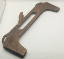Old Hand Carved Wooden Purse Frame, Vintage Wooden Clutch Bag Handle