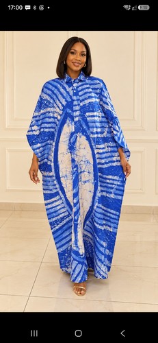Bleu and white collared boubou - and,