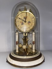 Vintage Made In Germany 400 Day Torsion Anniversary Clock Working Glass Dome Key