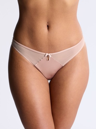 Ladies sheer mesh satin - sheer, thong