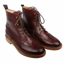 Mens Handmade Boots Welted Sole Maroon Ankle Leather Formal Wear Casual Shoe New