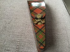 RareMauchlineSTUART TARTANWARE ScissorsBox.SCISSOR TYPE CLASP.BLUEVELVETLINED.7”